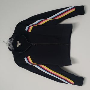 Express cropped track‎ jacket with rainbow sleeves size small